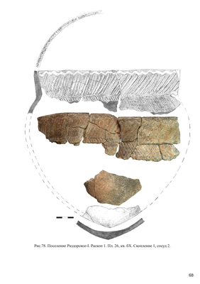 Рис. 2. Глиняный сосуд из поселения Раздорское-1. Раскопки 2015 г.